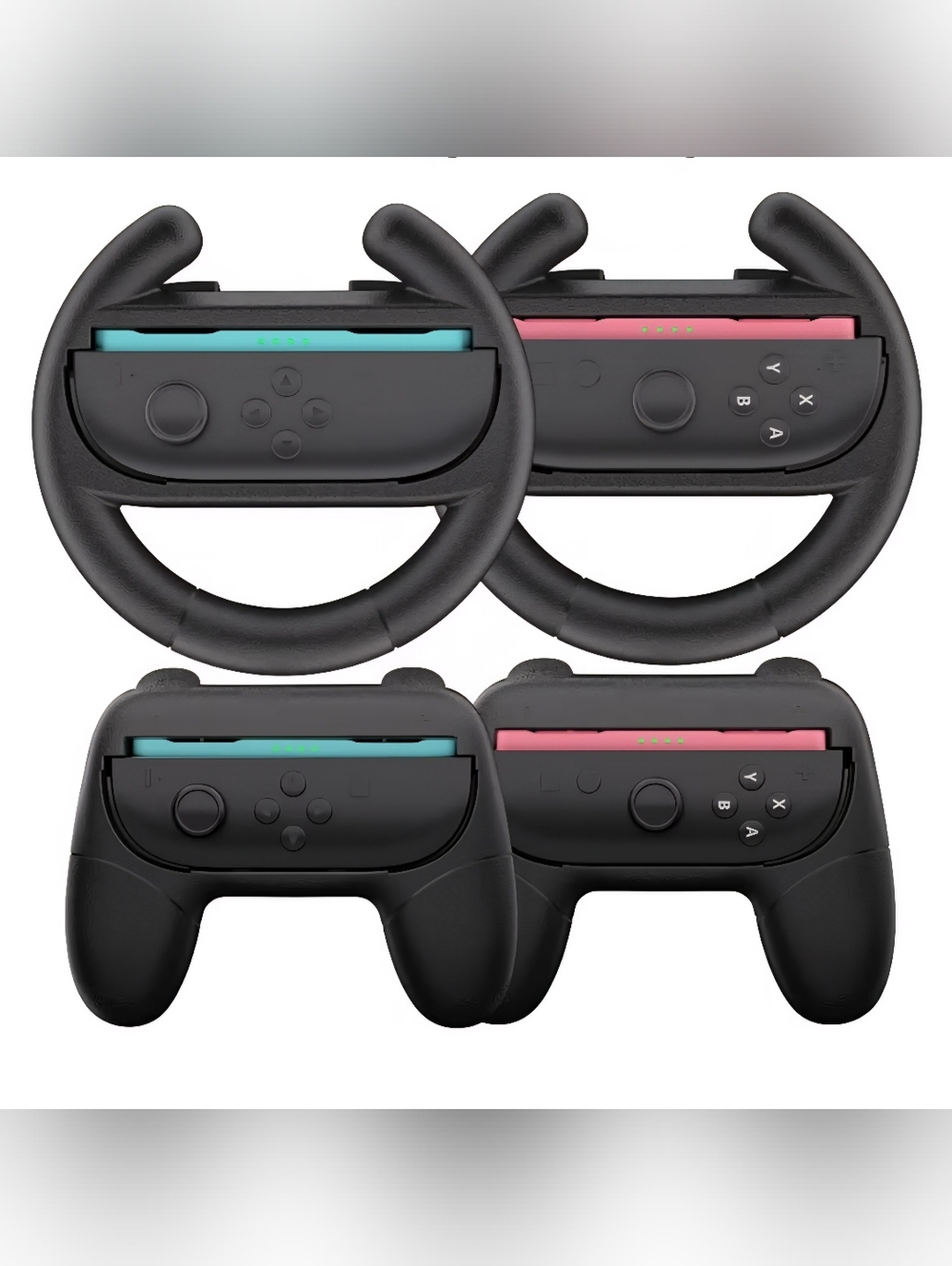 Nintendo Switch 2 Joy-Con Grip 4Pack: 2 Racing Wheels/ 2 Controller Handles, new